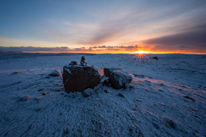 Island Schnee Sonnenaufgang