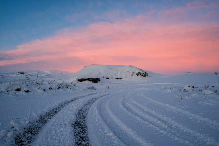Island Sonnenuntergang Schnee