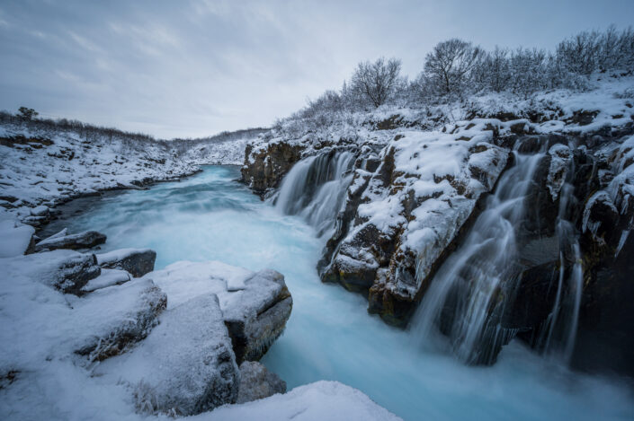 Island Wasserfall Eis Schnee